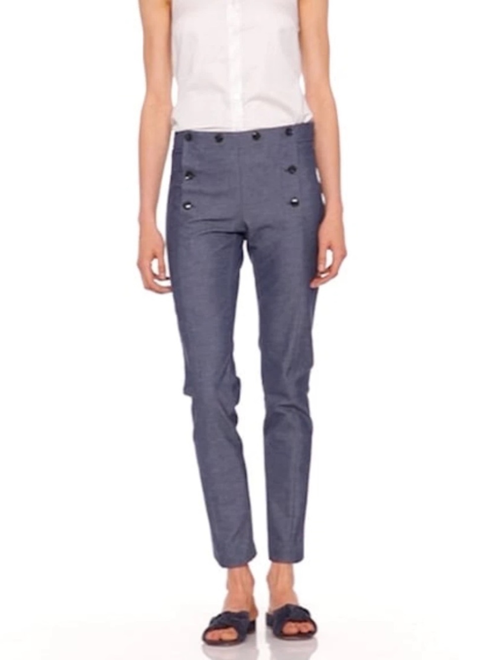 Banana Republic Sloane Chambray Denim-Like Trouser Pants Sailor 8 $90 Preppy